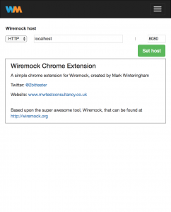 Wiremock chrome extension - Settings